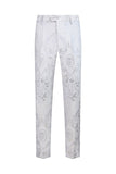 White Floral Jacquard Peak Lapel Men Prom Suits