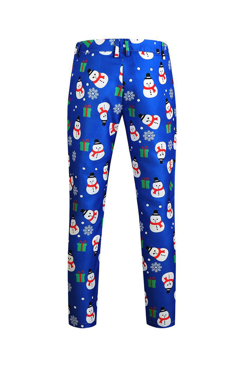 Load image into Gallery viewer, Blue Snowman Printed 3 Piece Men&#39;s Christmas Suits