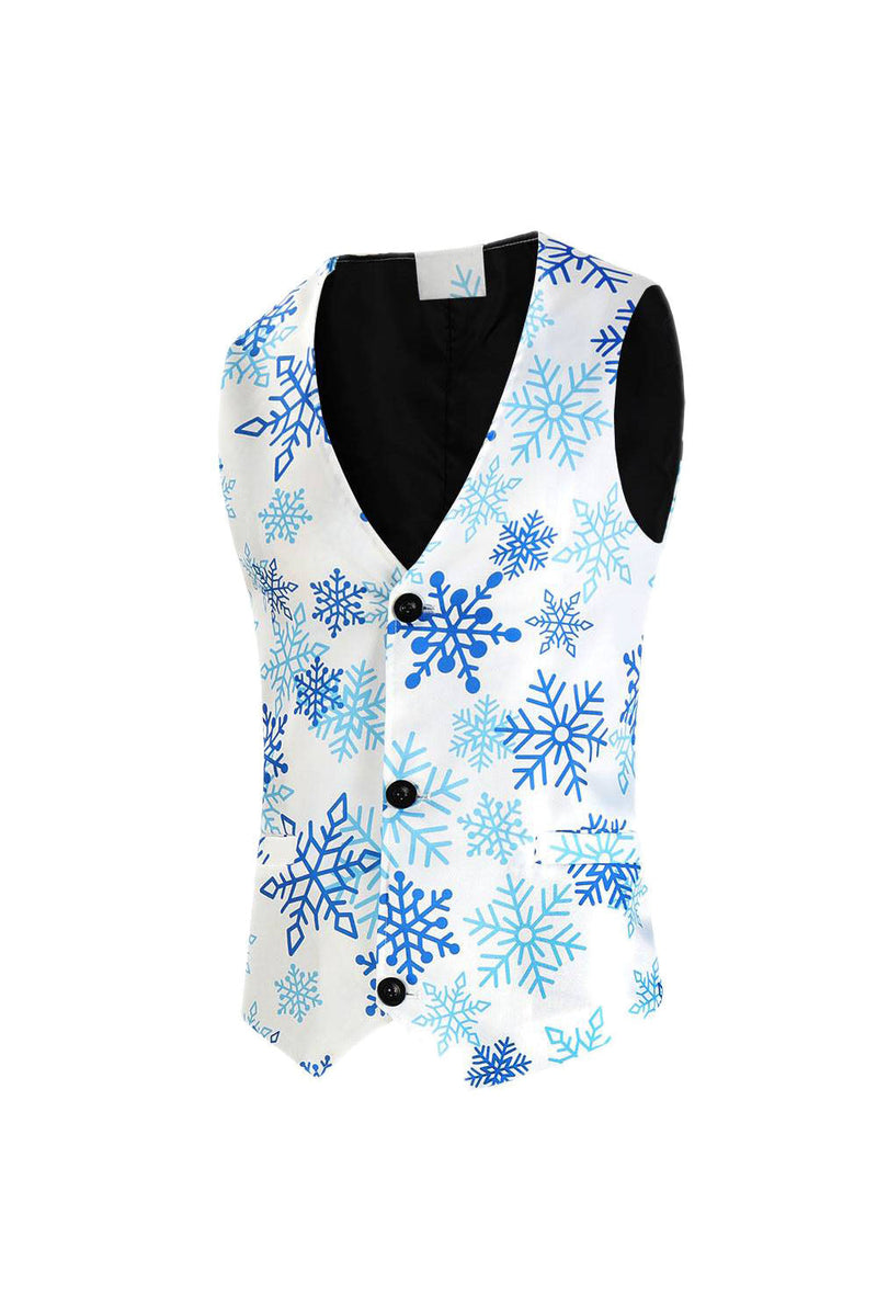 Load image into Gallery viewer, Light Blue Snowflake Printed 3 Piece Christmas Men&#39;s Suits