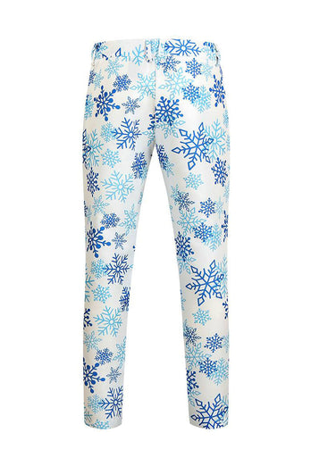 Light Blue Snowflake Printed 3 Piece Christmas Men's Suits