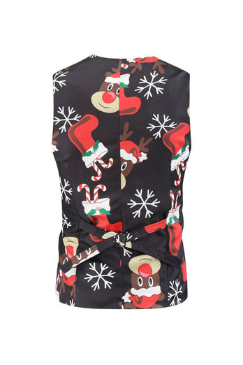 Black Printed 3 Piece Christmas Men's Suits