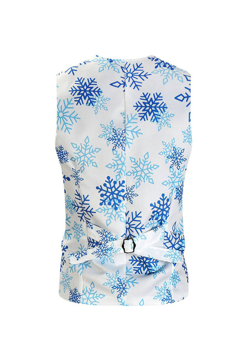 Load image into Gallery viewer, Light Blue Single Breasted Men&#39;s Christmas Suit Vest with Snowflake