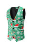 Load image into Gallery viewer, Green Printed Single Breasted Men&#39;s Christmas Suit Vest