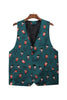 Load image into Gallery viewer, Dark Green Printed Men&#39;s Christmas Suit Vest