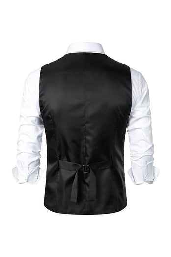 Striped V Neck Single Breasted Men's Retro Black Casual Vest