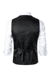 Black Single Breasted  V Neck Men's Retro Casual Vest