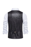 Brown V-Neck Suede Single-Breasted Men's Casual Vest