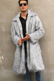 Brown Open Front Faux Fur Long Men Coat