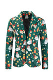 Men's Green Christmas Printed 3-Piece One Button Party Suits