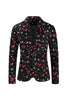 Load image into Gallery viewer, Men&#39;s Black Christmas Printed 3-Piece One Button Party Suits