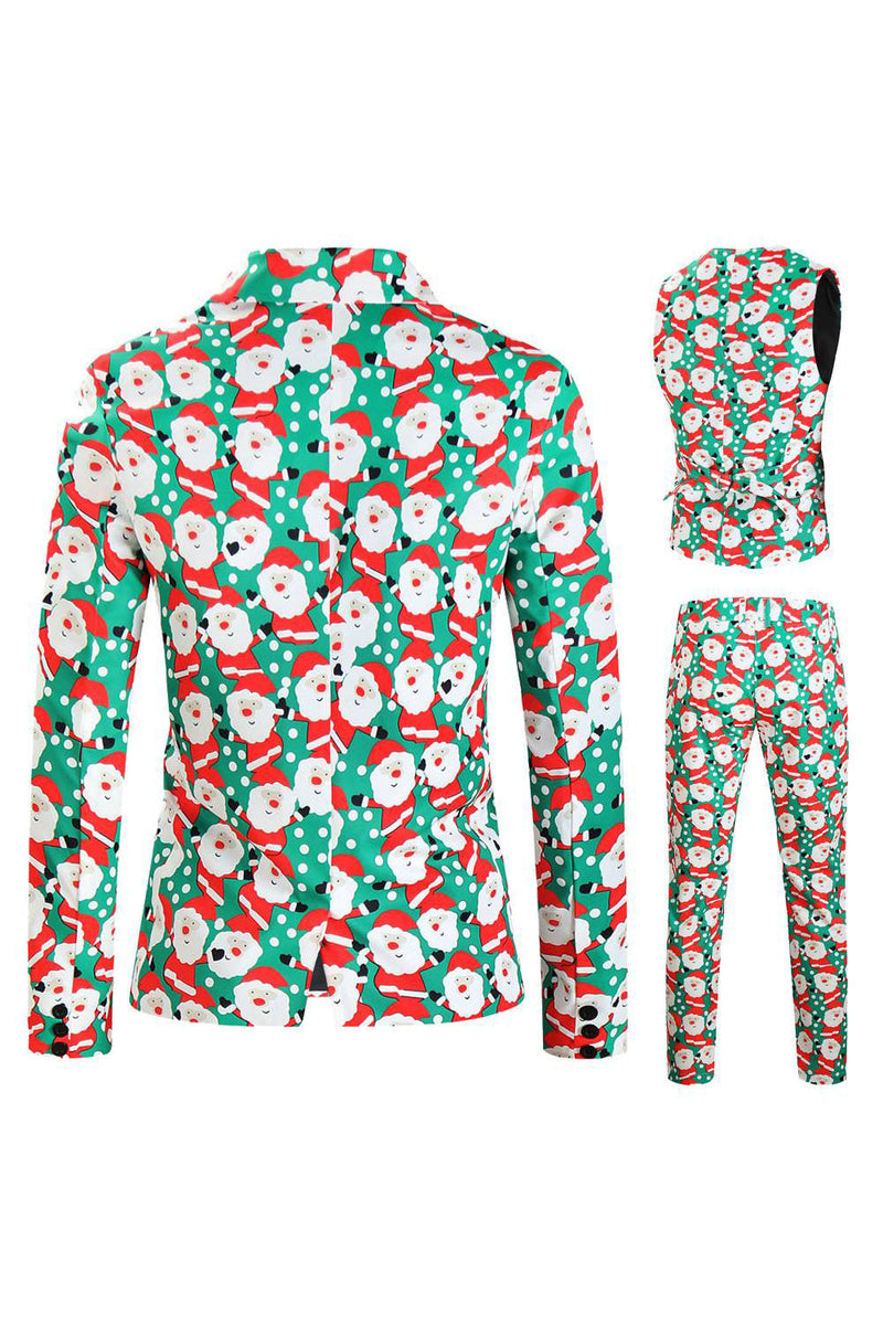 Load image into Gallery viewer, Notched Lapel One Button Green Santa Claus Men&#39;s Suits