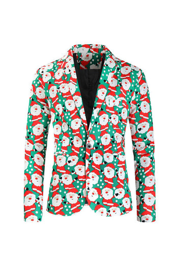 Notched Lapel One Button Green Santa Claus Men's Suits