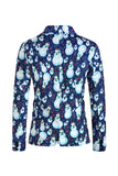 Notched Lapel One Button Blue Snowman Printed Men's Suits