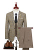 Load image into Gallery viewer, Khaki Plaid 3 Piece Notched Lapel Men Suits