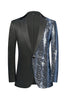 Load image into Gallery viewer, Sparkly Black and Golden Sequins Patchwork Men Blazer