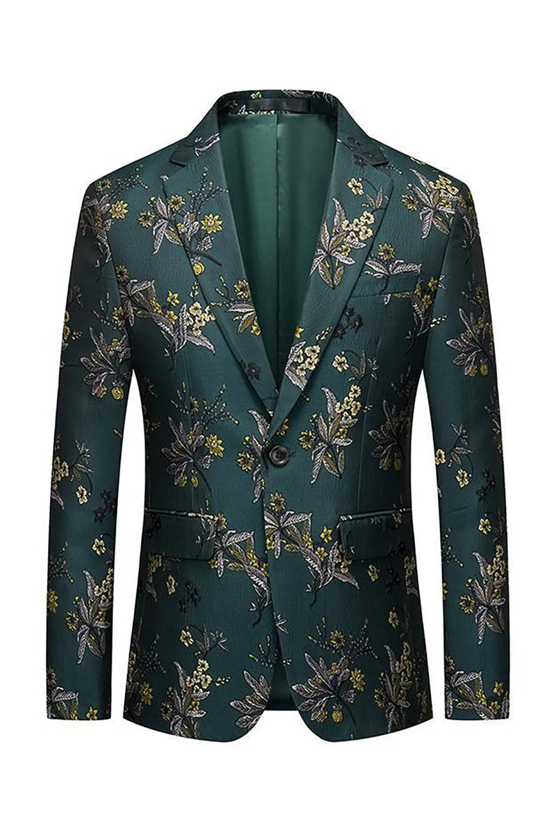 Load image into Gallery viewer, Dark Green Notched Lapel Embroidered Men&#39;s Prom Blazer