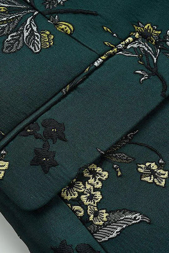 Dark Green Notched Lapel Embroidered Men's Prom Blazer