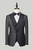 Load image into Gallery viewer, Black Grey 3 Piece Peak Lapel One Button Men&#39;s Suits