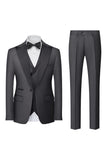 Black 3-Piece One Button Prom Suits