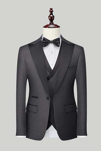 Black 3-Piece One Button Prom Suits