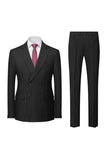 Black Peak Lapel 2 Piece Men Suits