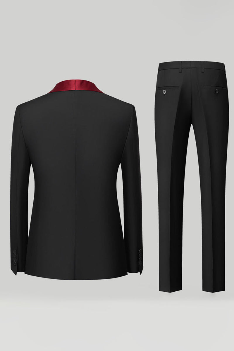 Load image into Gallery viewer, Black 3 Piece Shawl Lapel Men Suits