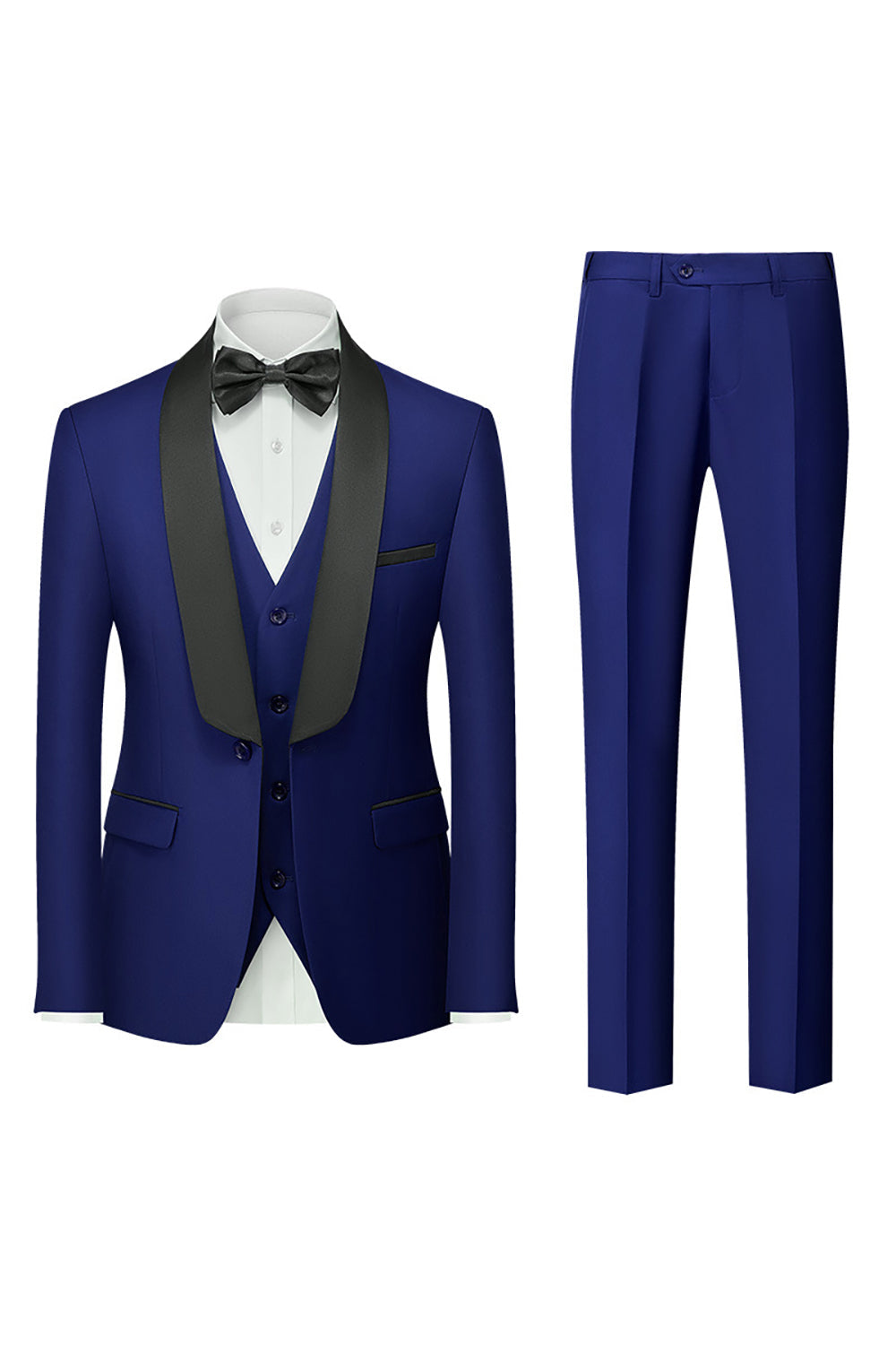 Royal Blue 3 Piece Shawl Lapel Men's Prom Suits