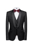 Black 3 Piece Jacquard Shawl Lapel Men's Prom Suits