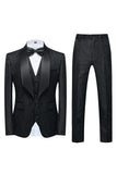 Light Blue Lapel Jacquard 3 Piece Men's Prom Suits