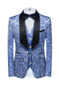 Load image into Gallery viewer, Light Blue Lapel Jacquard 3 Piece Men&#39;s Prom Suits