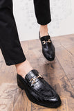 Black Slip-On Leather Monk Men's Shoes