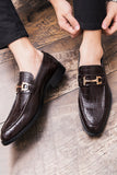 Black Slip-On Leather Monk Men's Shoes