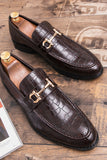 Black Slip-On Leather Monk Men's Shoes