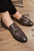Load image into Gallery viewer, Brown Leather Slip-On Fringe Men&#39;s Shoes