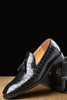 Load image into Gallery viewer, Black Slip-On Fringe Men&#39;s Party Shoes