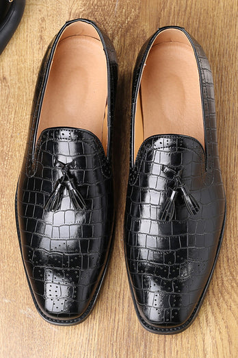 Black Slip-On Fringe Men's Party Shoes