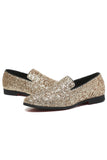 Black Sequined Slip-On Men's Shoes