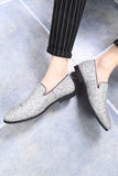 Black Sequined Slip-On Men's Shoes