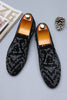 Load image into Gallery viewer, Black Beaded Slip-On Party Men&#39;s Shoes