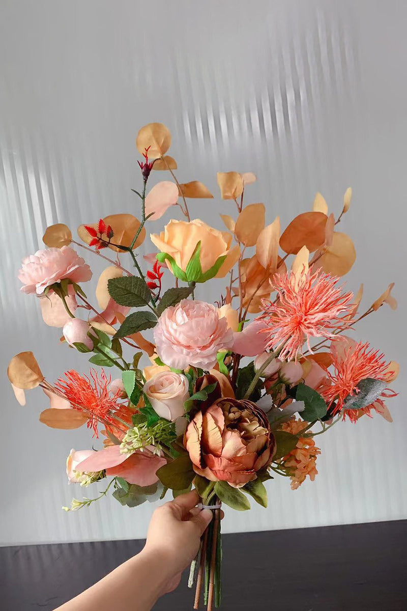 Load image into Gallery viewer, Orange Faux Bridal Handing Flowers (Vase not Included)