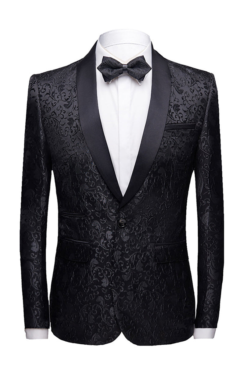 Load image into Gallery viewer, Black 2 Pieces Jacquard Men&#39;s Wedding Suits