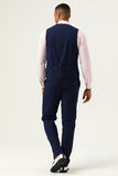 3 Pieces Navy Blue Slim Fit Casual Tuxedo Suits