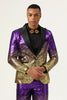 Load image into Gallery viewer, Men&#39;s 2 Piece Ombre Sequins Purple Slim Fit Notched Lapel Prom Suits