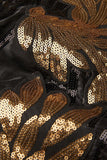 Black and Gold Jacquard Sequins Men's 2 Piece Prom Suits