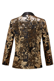 Golden Flower Shaped Sequins Men's Blazer
