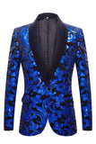 Royal Blue Sequins Men's 2 Pieces Suits