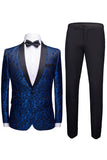 White Shawl Lapel Jacquard Prom Men's 2 Pieces Suits