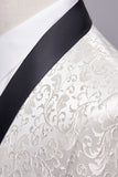 White Shawl Lapel Jacquard Prom Men's 2 Pieces Suits