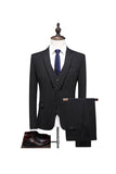 Grey Pinstripe Notched Lapel Men's 2 Pieces Suits