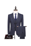 Grey Pinstripe Notched Lapel Men's 2 Pieces Suits